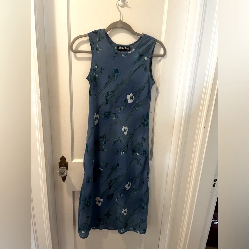 Vintage 90’s Blue Floral Midi Dress